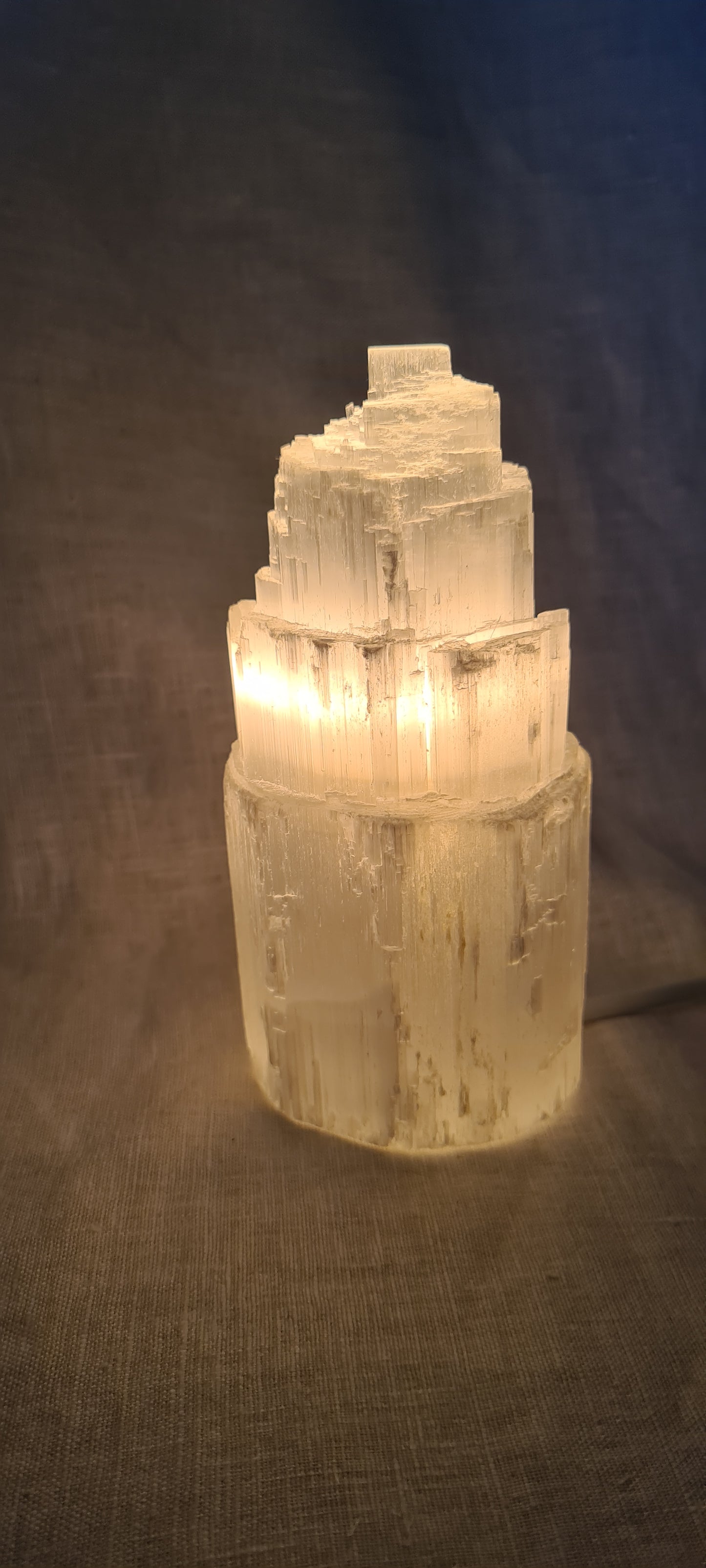 Selenite Tower Lamp Small