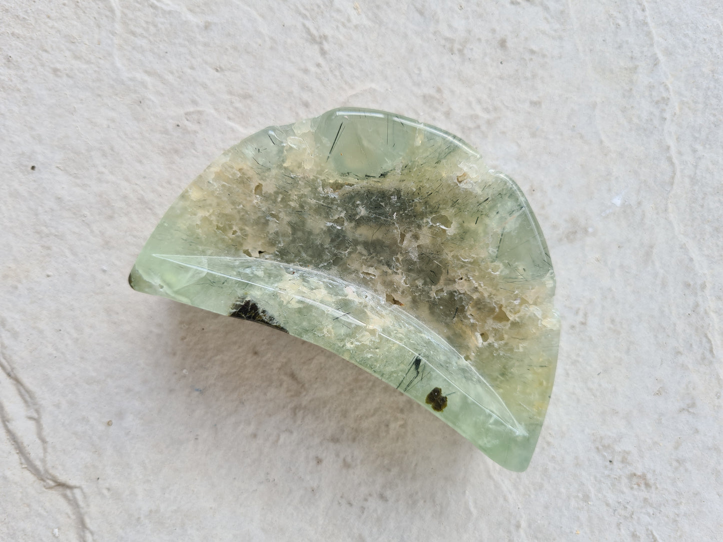 Prehnite moon bowl