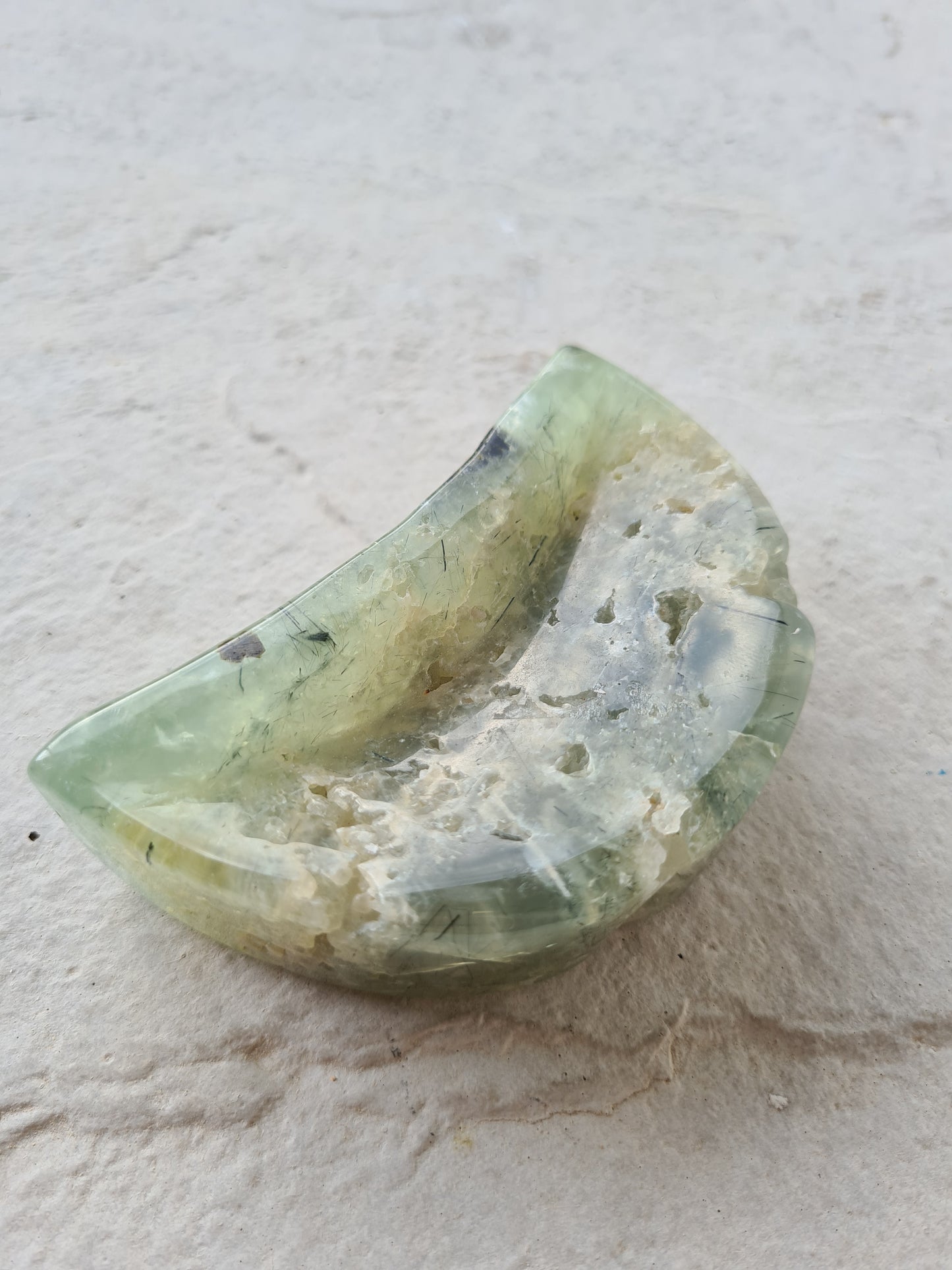 Prehnite moon bowl